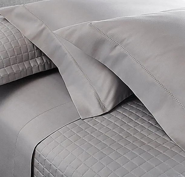 Jogo algodão Penteado Ponto Ajour Prata 4 Peçaso de Cama Cetim 300 fios A