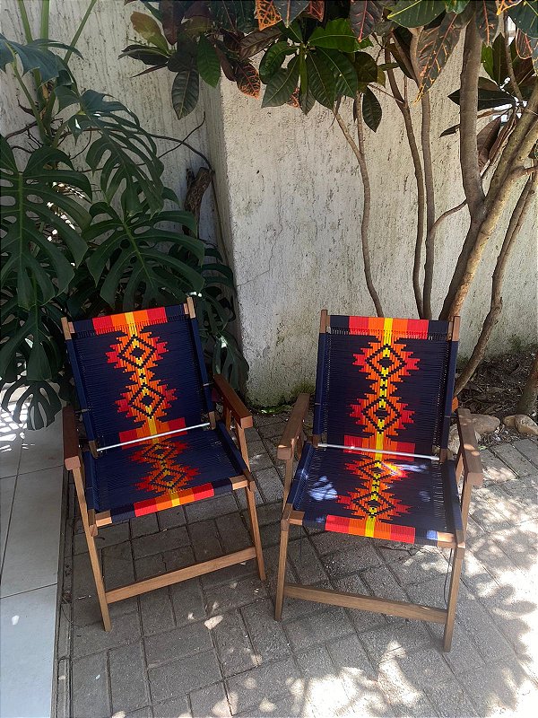 Dupla de cadeiras Noflow Madeira - Grafismo Indígena