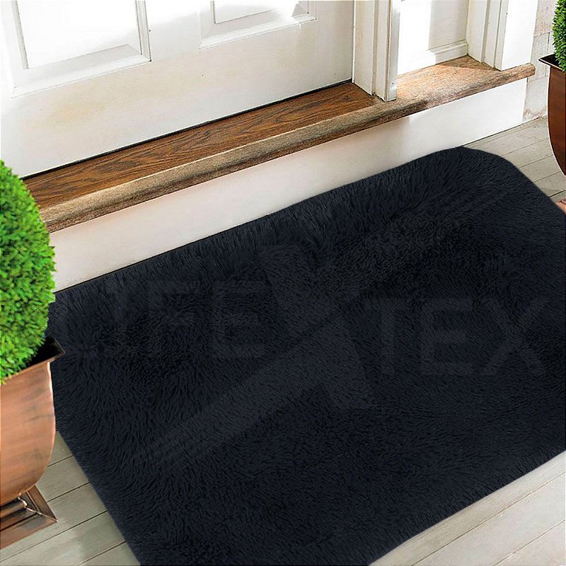 Tapete de casa de banho Maica 100% algodão retângulo preto 40 x 60