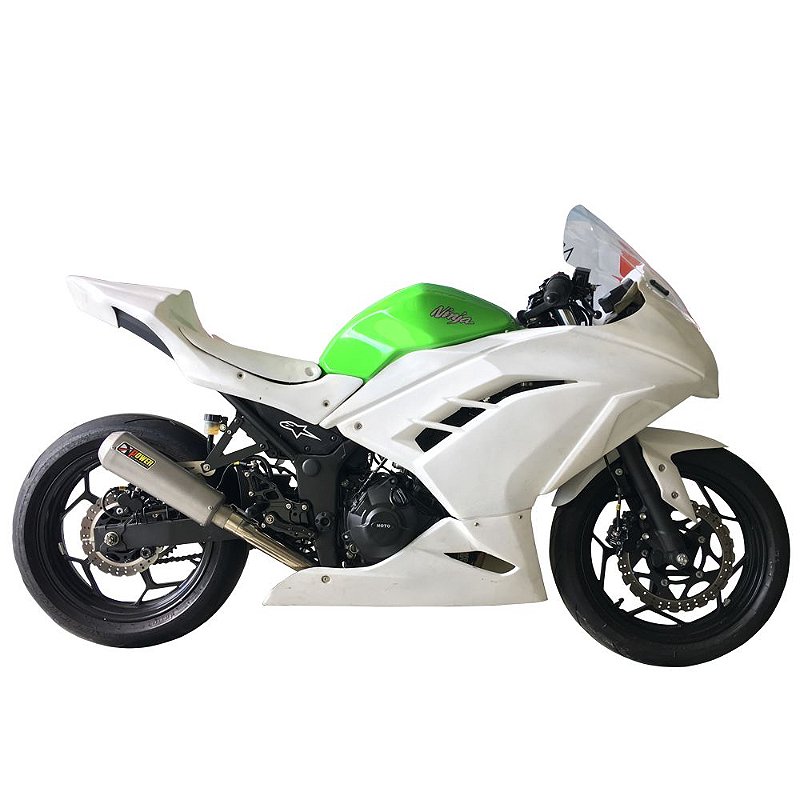 Escapamento Ponteira SBK FULL + Coletor 2X1 Inox Ninja 300 Power