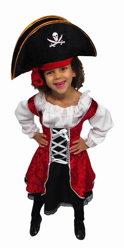 Fantasia de pirata infantil, feminina e masculina para carnaval e festa