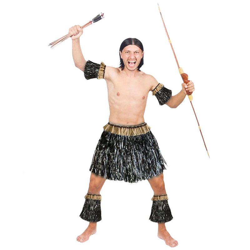 Fantasia Havaiano Kit Hula Hula Masculino Índio Nativo Festa
