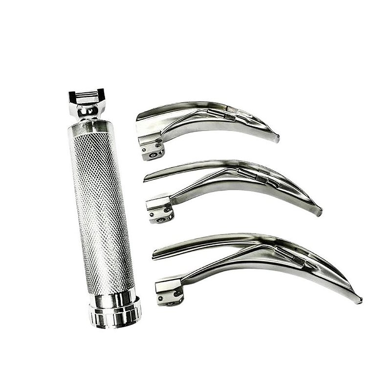 Kit Laringoscópio ADULTO com 03 Lâminas Curvas (3,4,5) Fibramédica
