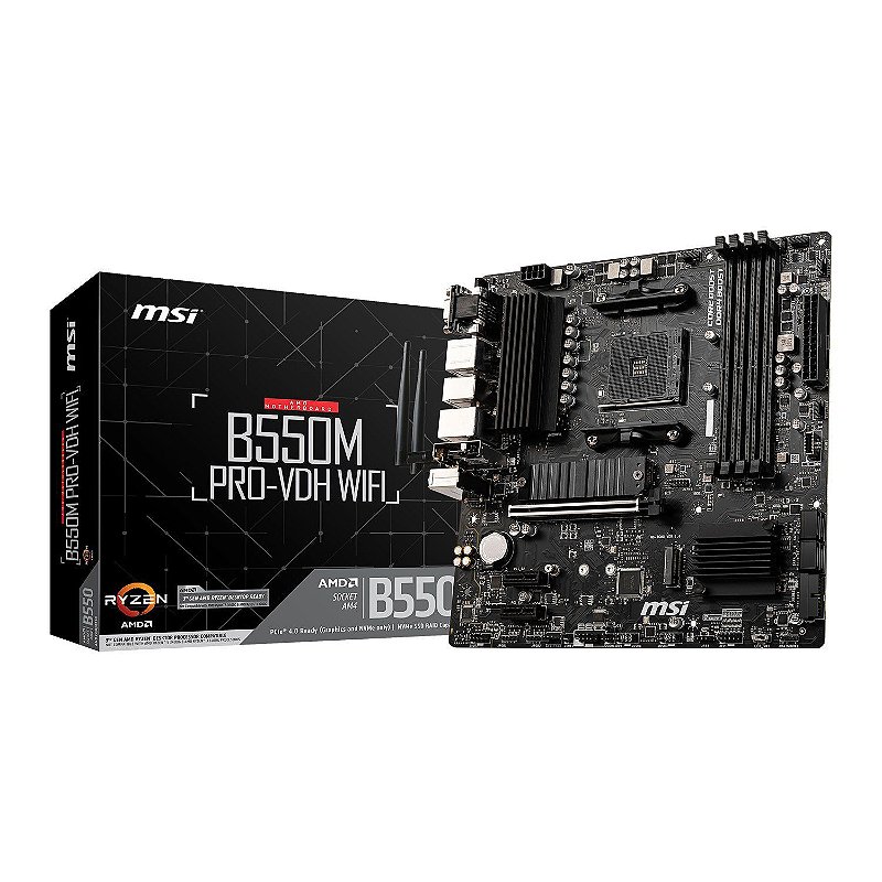 Placa Mãe MSI B550M Pro-VDH WiFi DDR4 AM4 M-ATX - GK Infostore