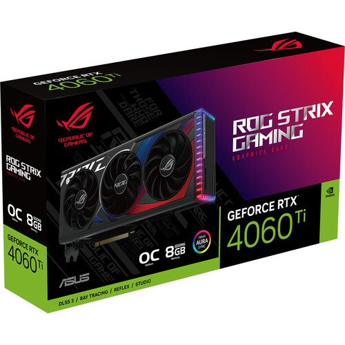 Placa de Video ASUS GeForce RTX 4060 Ti ROG Strix OC 8GB Placa de Video ASUS GeForce RTX 4060 Ti ROG Strix OC 8GB