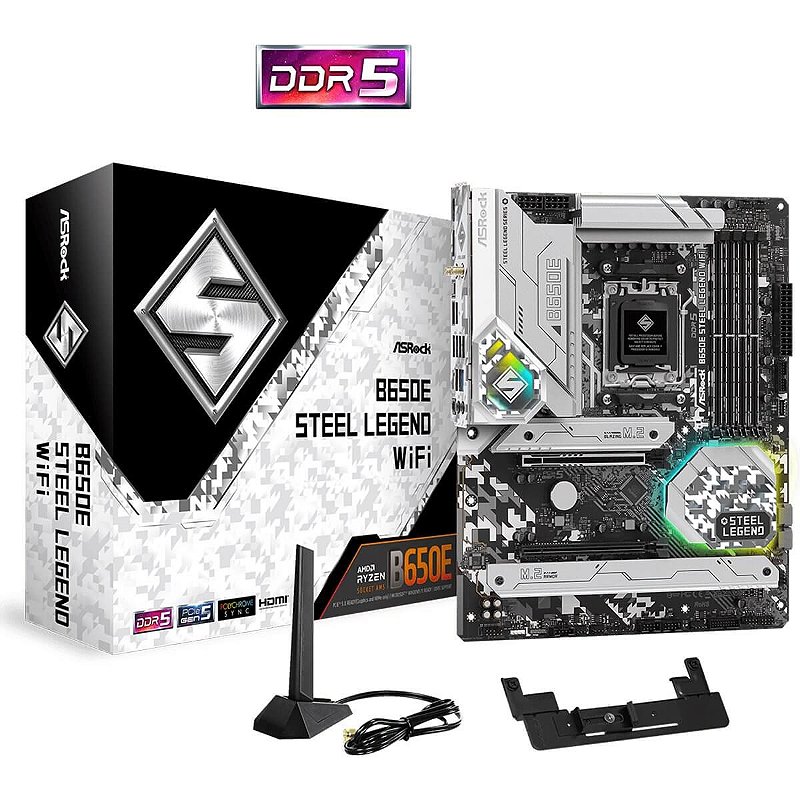 Placa Mãe ASRockB650E Steel Legend WiFi DDR5 AM5 ATX - GK