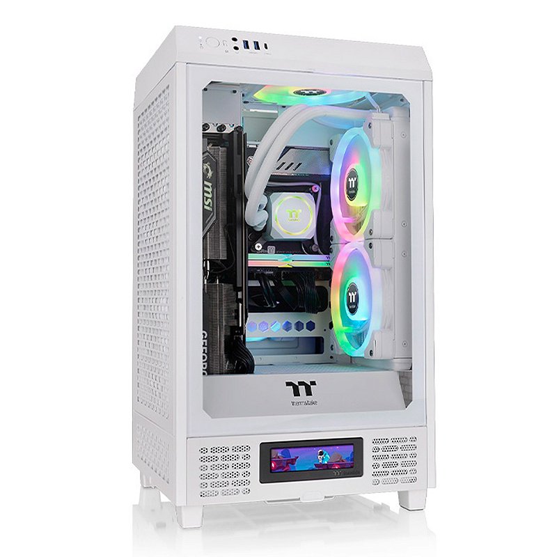 Gabinete Thermaltake The Tower 200 Snow Branco Mini-ITX Vidro Temperado 2x CT140 - CA-1X9-00S6WN-00