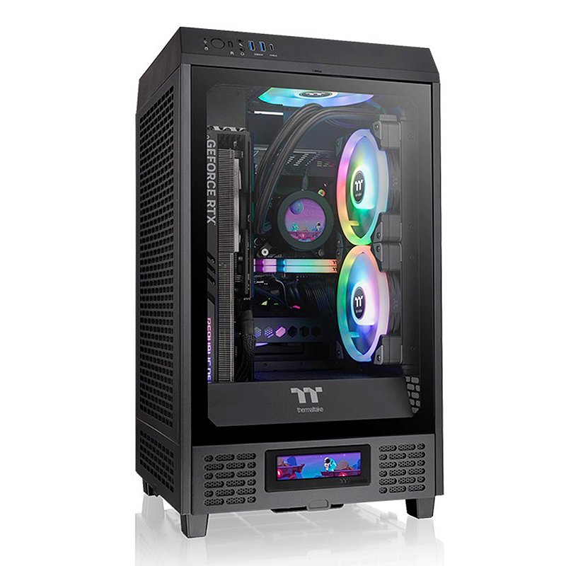 Gabinete Thermaltake The Tower 200 Preto Mini-ITX Vidro Temperado 2x CT140 - CA-1X9-00S1WN-00