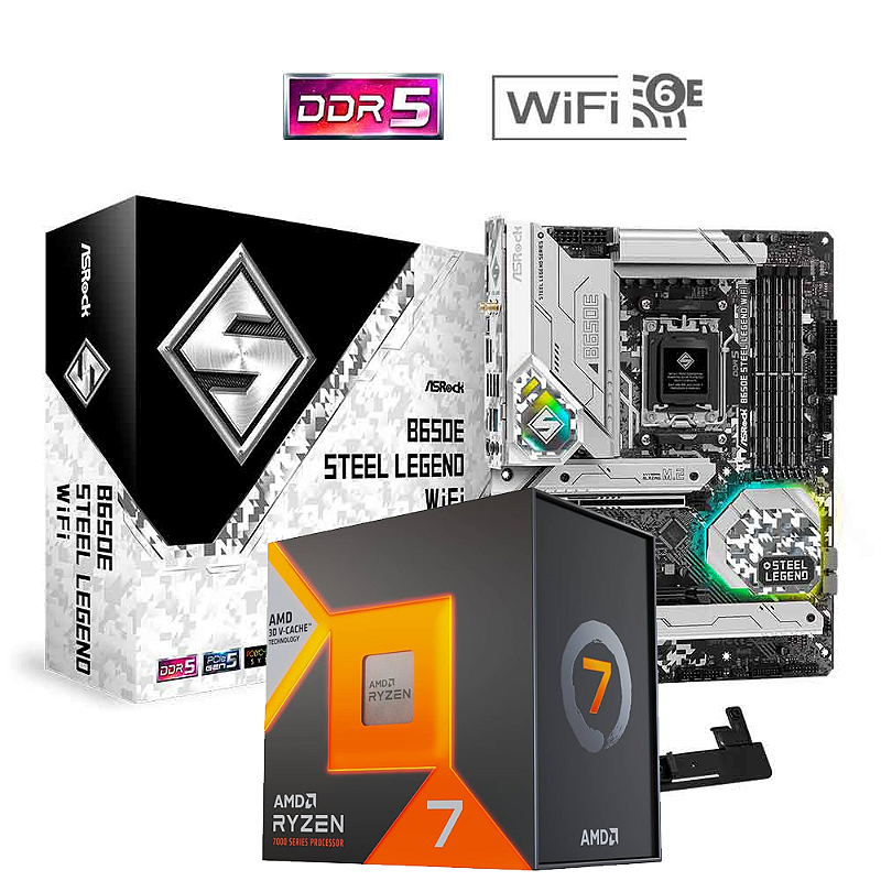 Kit AMD Ryzen 7 7800X3D + ASRock B650E Steel Legend | GK - GK