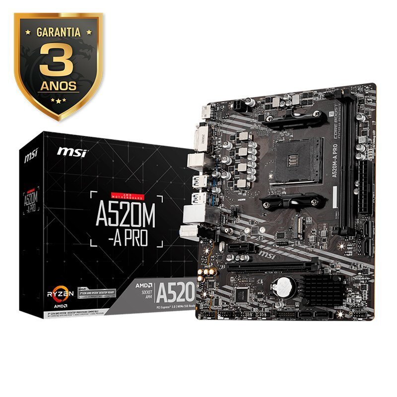 Placa-Mãe MSI A520M-A PRO DDR4 AM4 mATX | GK Infostore
