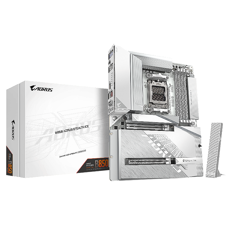 【美品】B850 AORUS STEALTH ICE (AM5 バックコネクタ） Placa Mãe Gigabyte B850 Aorus Stealth Ice DDR5 AM5 ATX - GK