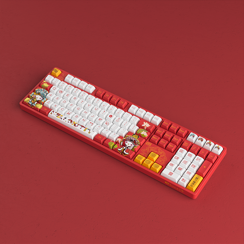 Detalhe das keycaps do Akko Hello Kitty Sakura
