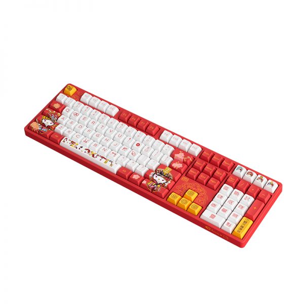 Detalhe das keycaps do Akko Hello Kitty Peking Opera B