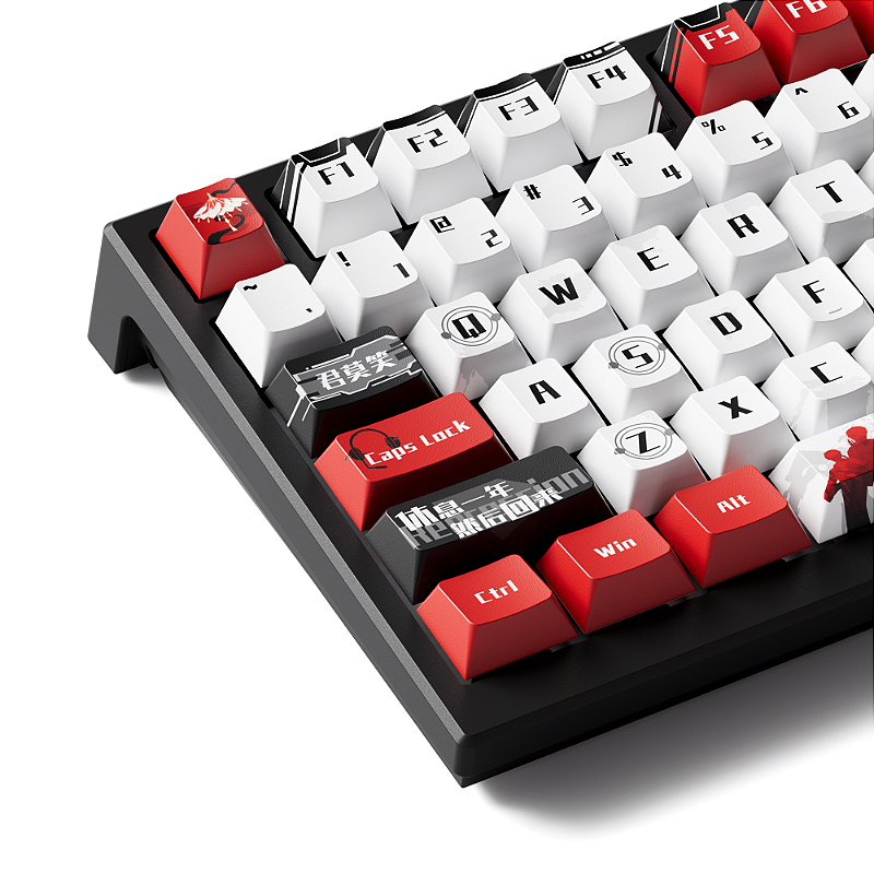 Detalhe das keycaps do Akko TAC75 King's Avatar