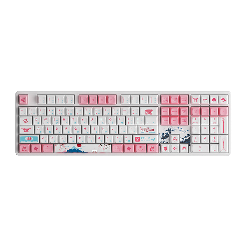 Detalhe do teclado Akko 5108 World Tour Tokyo R2 Jelly Pink