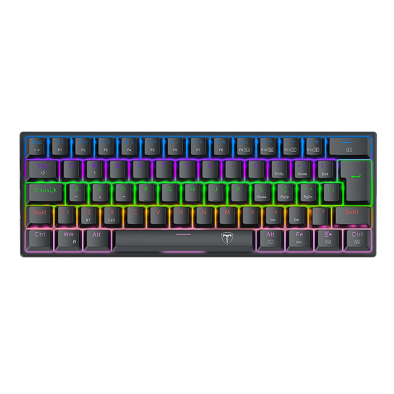 Teclado T-Dagger Arena Pro 60% Sem Fio Rainbow Preto - SKU 6950376730435