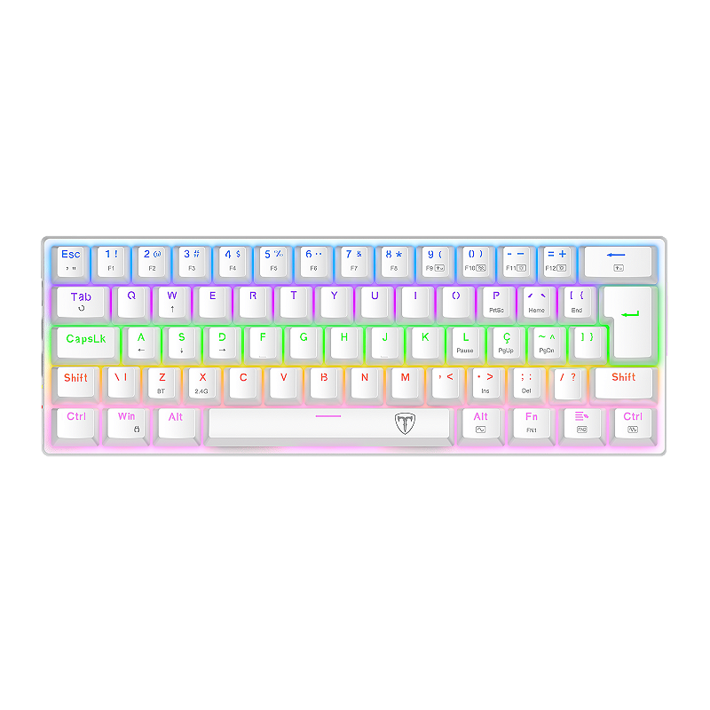 Teclado T-Dagger Arena Pro 60% Sem Fio Rainbow Branco - SKU 6950376730442