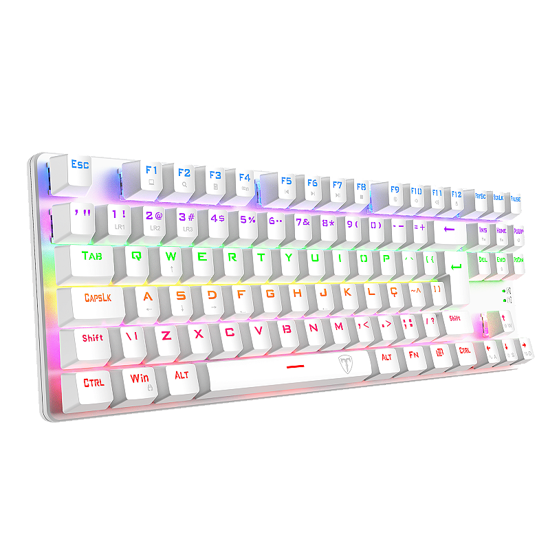 Detalhe do T-Dagger Bora TKL Branco em ângulo