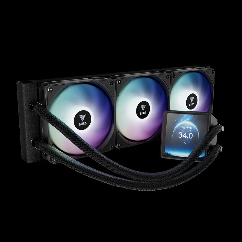 GAMDIAS AURA GL360 LCD -- Vista geral do bloco com tela IPS de 4 polegadas iluminada