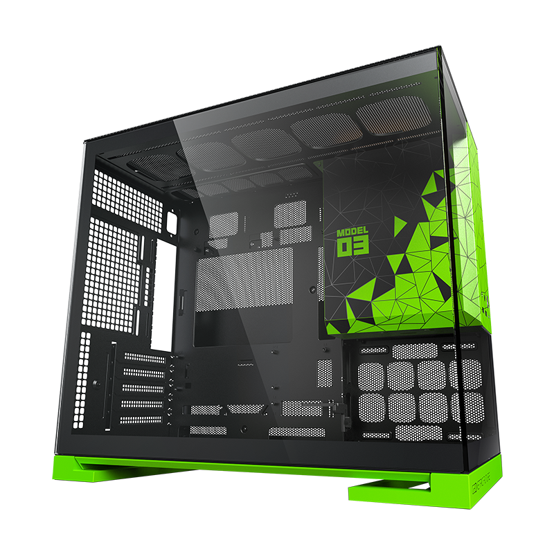 Gabinete Geometric Future Model 3 preto e verde — foto oficial 5