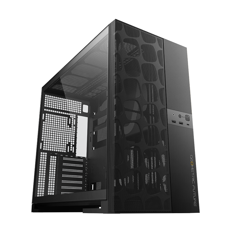 Gabinete Gamer Geometric Future Model 5 Vent Preto com 5 Fans — foto oficial frontal