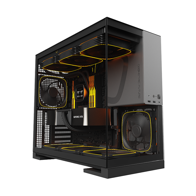Plataforma interna para action figures do Geometric Future Model 5 Preto e Cinza com 5 Fans — foto oficial
