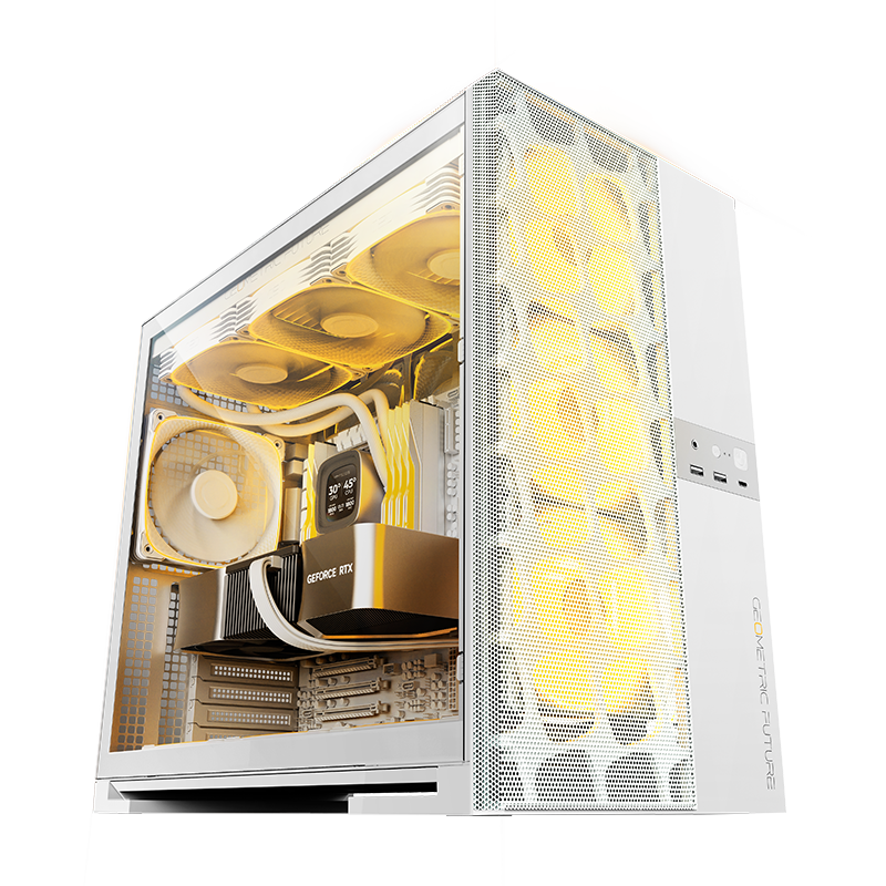 Gabinete Gamer Geometric Future Model 5 Vent Branco — foto oficial frontal