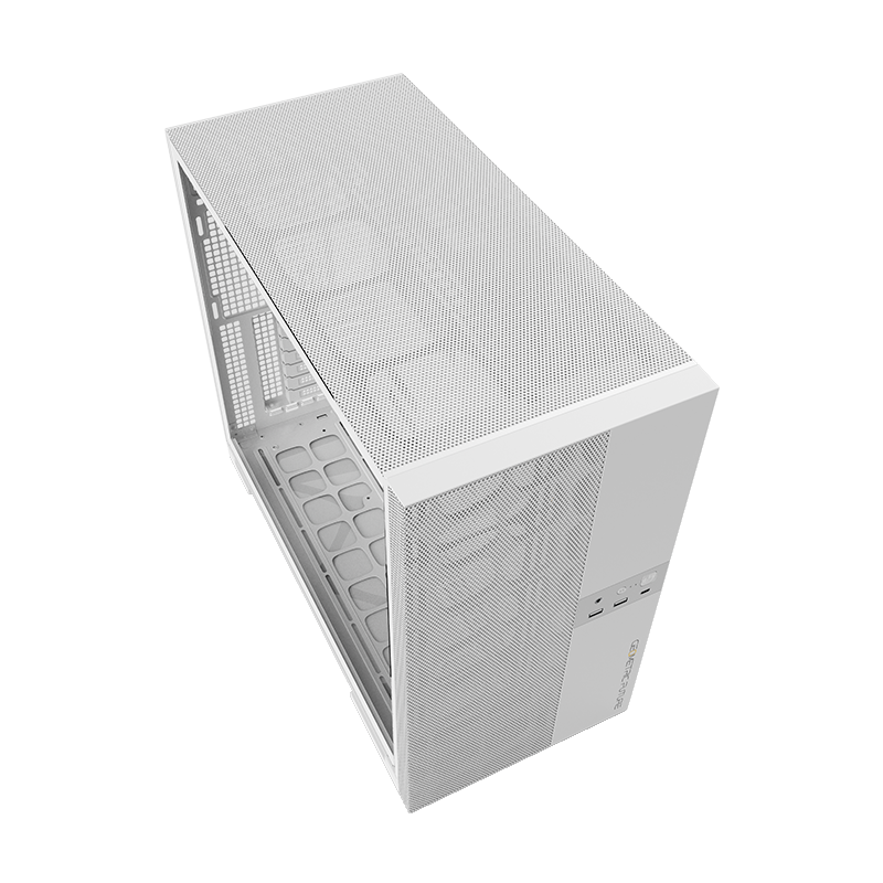 Painéis e montagem do gabinete Geometric Future Model 5 Vent Branco — foto oficial