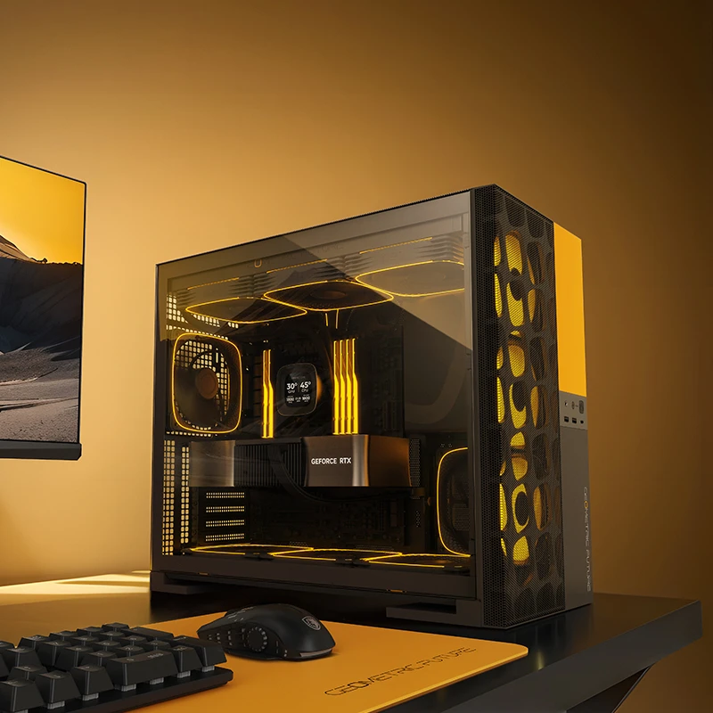 Gabinete Gamer Geometric Future Model 5 Vent Preto e Amarelo — imagem oficial 6