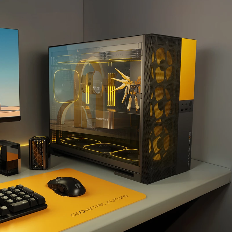 Gabinete Gamer Geometric Future Model 5 Vent Preto e Amarelo — imagem oficial 7
