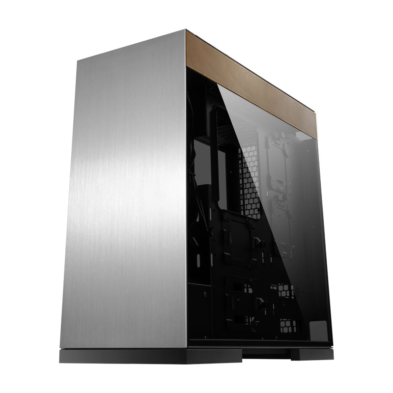 Gabinete Gamer Geometric Future Model 8 Cowboy prata com detalhes em couro genuíno