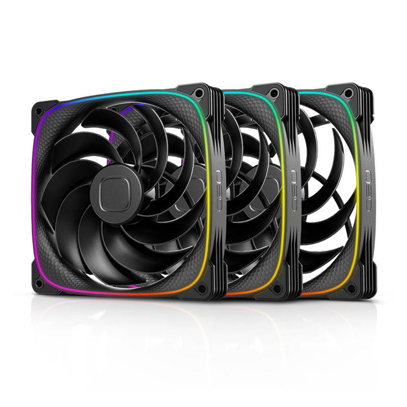Kit com três fans Geometric Future Squama Reverse Blade 2503RB-14T 140mm ARGB preto