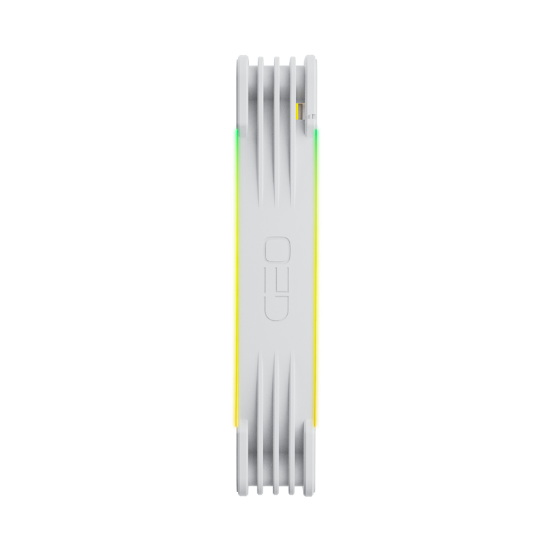 Detalhes de construção da fan branca Geometric Future Squama 2503R Reverse Blade 140mm