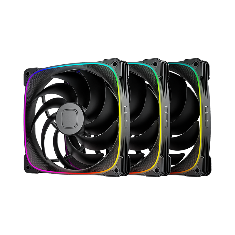 Kit 3 Fans Geometric Future Squama 2503-14B ARGB Preto - GEO-S2503B-14T