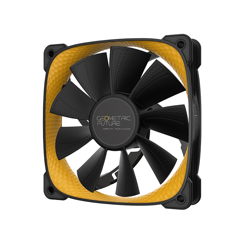 Ventoinha Geometric Future Squama 2505Y preto e amarelo em detalhe