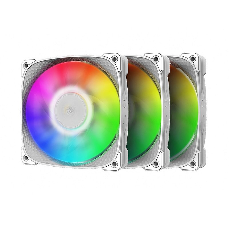 Kit com três fans Geometric Future Squama 2505W 120mm ARGB branco