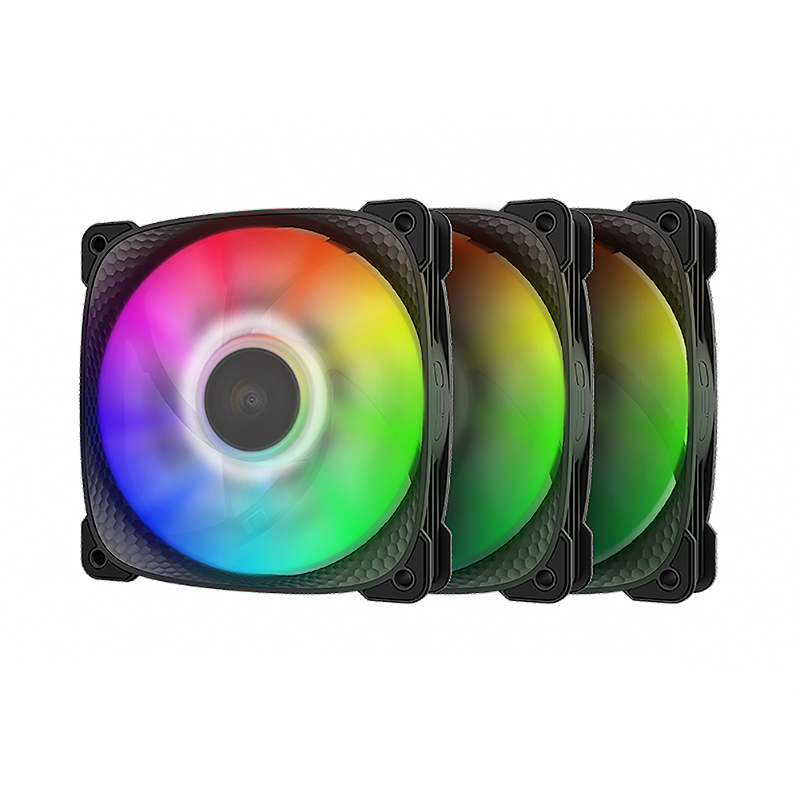 Kit com três fans Geometric Future Squama 2505B 120mm ARGB preto
