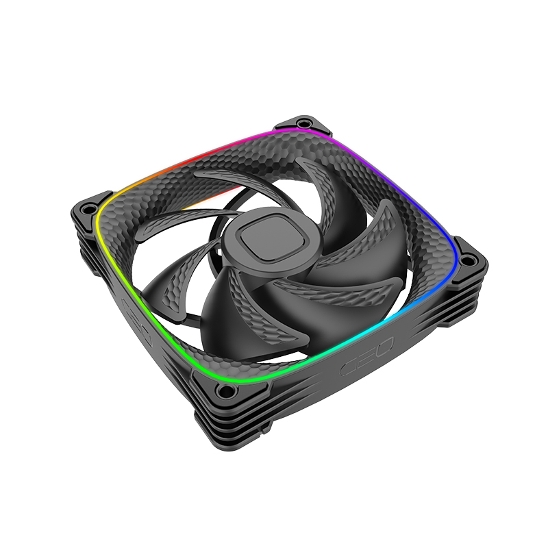 Fan Geometric Future Squama 2503 preta instalada em setup