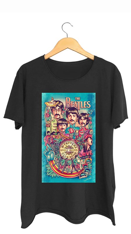 Camiseta THE BEATLES I - 100% algodão corte a fio preta - beatshirts
