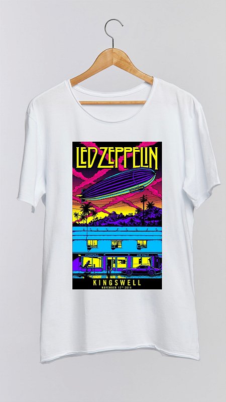 Led Zeppelin Icarus Burst Hombre Camiseta Blanco S 100% Algodón