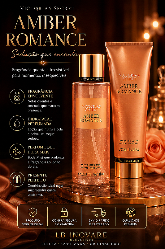 Kit Body Splash 250ml + Creme Hidratante Amber Romance 236ml Victoria's Secret