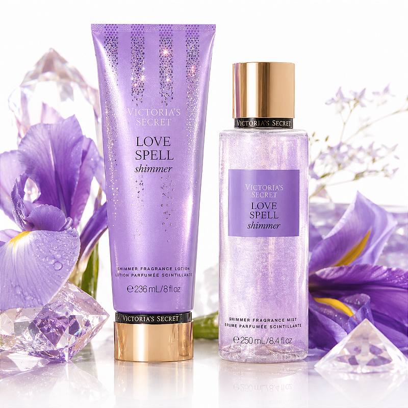 Kit Shimmer Body Splash 250ml + Creme Hidratante Love Spell 236ml Victoria's Secret