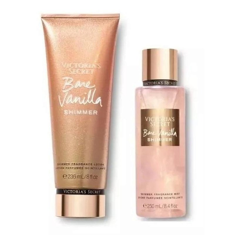 Kit Shimmer Body Splash 250ml + Creme Hidratante Bare Vanilla 236ml Victoria's Secret