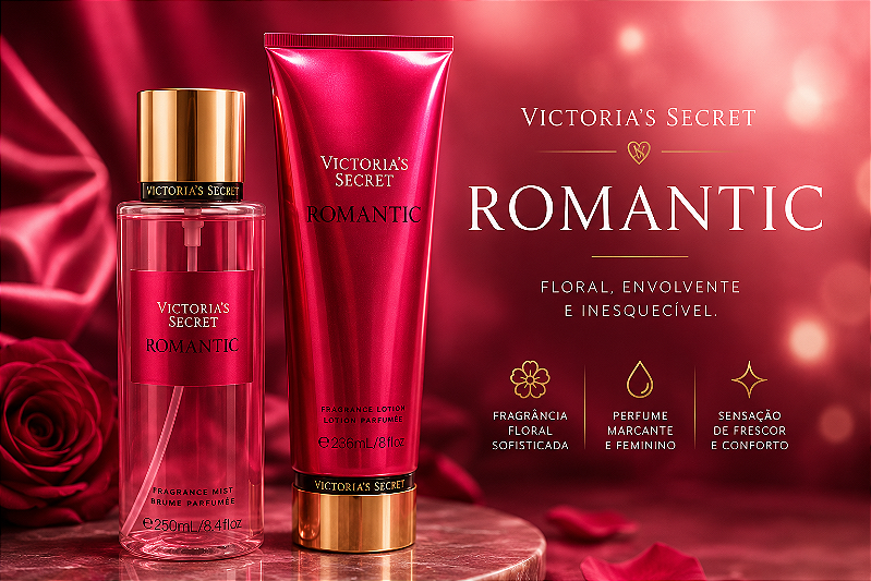 Kit Body Splash 250ml + Creme Hidratante Romantic 236ml