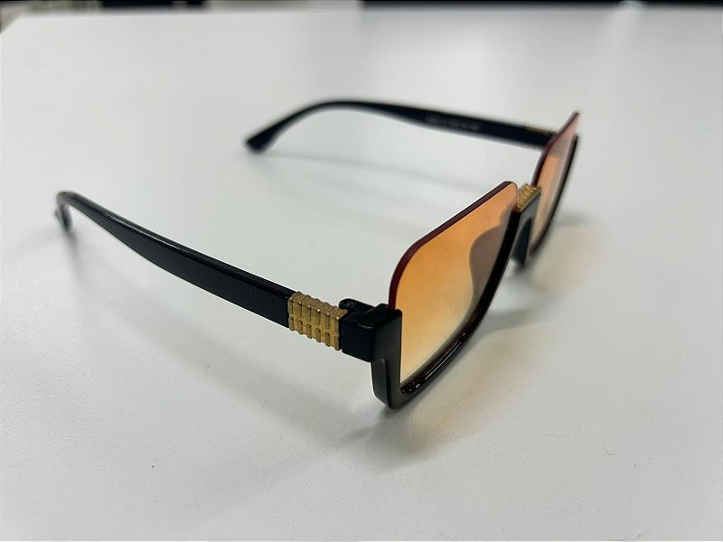 Óculos Retangular Geométrico com Lentes Laranja Degradê