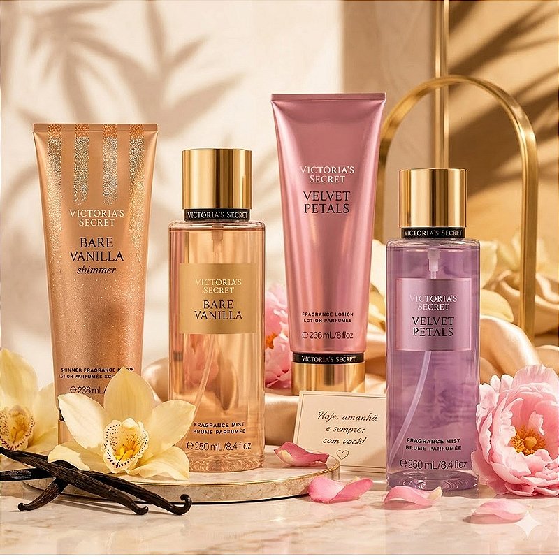 Kit Victorias Secret Bare Vanilla E Velvet Petals Premium 4 Itens