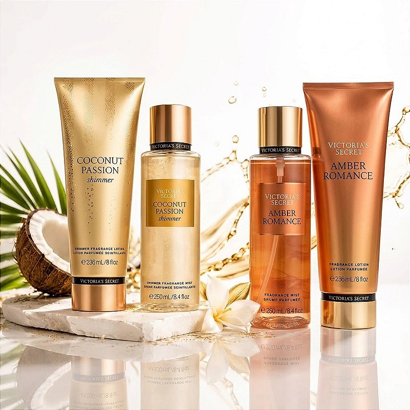 Kit Victorias Amber Romance E Coconut Passion Shimmer 4 Itens