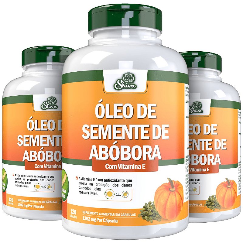 Kit com 3 Potes Óleo de Semente de Abóbora 360 Cápsulas - 1392 mg