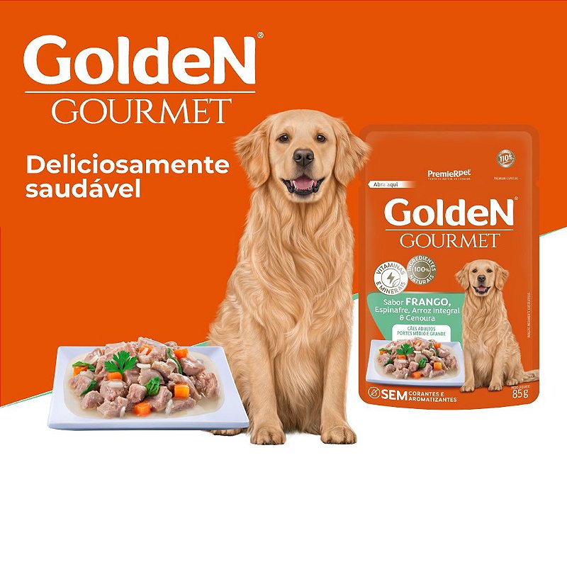 GOLDEN GOURMET CAES ADULTOS PORTE MEDIO E GRANDE FRANGO 85G - A