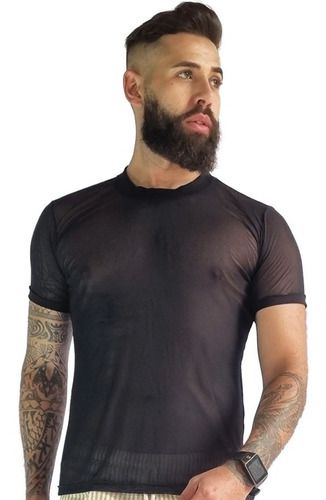 Camiseta Masculina Transparente de Tule Manga Curta - Ateliê João Vieira |  JotaVê